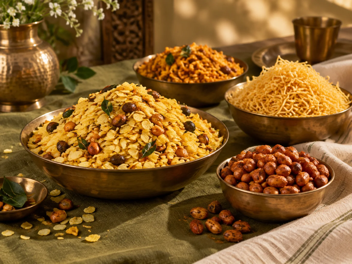 Illustrative bowls of chivda and namkeen